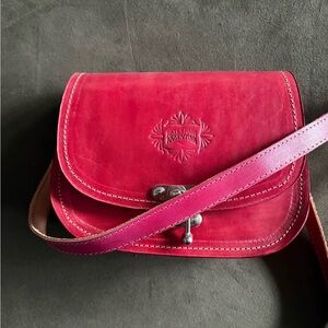 Pink Leather Crossbody Bag